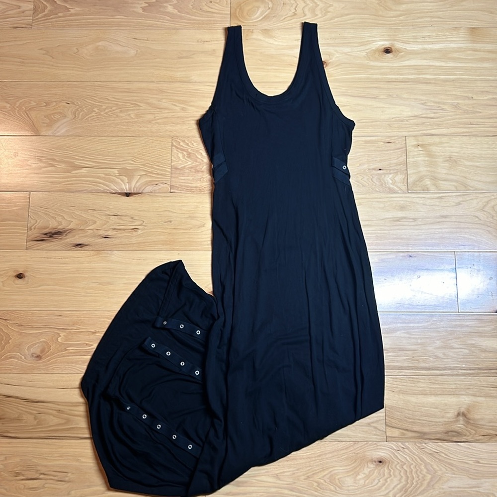 All Saints Black Lace Up Tank Top Maxi Dress | Size Medium - Picture 6 of 10